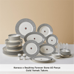 Karaca x Beşiktaş Lisanslı Forever Bone 60 Parça 8 Kişilik Yemek Takımı Platin