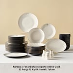 Karaca x Fenerbahçe Lisanslı Elegance Bone Gold 53 Parça 12 Kişilik Yemek Takımı