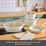 Karaca x Refika Swiss Crystal Almond Cream 7 Parça Tencere ve Tava Seti