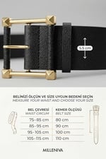 Kare Gold Tokalı Kalın Kadın Kemer 5.5 cm