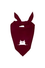 Kare Masum Kedi Tasarım Tek Renk Fular