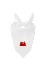 Kare Masum Kedi Tasarım Tek Renk Fular