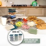 Kare Şekilli Mini Saklama Kabı Küçük Kapaklı Çok Renkli Pratik Amaçlı Kap Takımı Erzak Çerez Piknik Gıda Kabı Kahvaltılık Set (4)