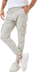 Kargo Cepli, Fermuarlı Paça Lastikli Esnek Kumaş Slim Fit Gabardin Erkek Kargo Pantolon