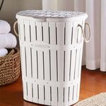 Kastamonu Plastik Bambu Halatlı Kirli Çamaşır Sepeti 65 L-BEYAZ