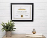 Kate & Milo Diploma Çerçevesi, Klasik Belge ve Sertifika Ekran Çerçevesi, Beyaz Mat Siyah, Mezun Hediye Fikirleri, Duvar veya Masa Üstü Çerçeve