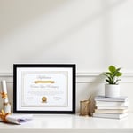 Kate & Milo Diploma Çerçevesi, Klasik Belge ve Sertifika Ekran Çerçevesi, Beyaz Mat Siyah, Mezun Hediye Fikirleri, Duvar veya Masa Üstü Çerçeve