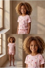 Katia & Bony Kız Çocuk Floral Outburst Dondurma Desenli Paketli Şortlu Pijama Takımı, 12612K2018 - Seçenekler: 2-3 Yıl, 4-5 Yıl, 6-7 Yıl, 8-9 Yıl, 10-11 Yıl, 12-13 Yıl