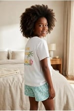 Katia & Bony Kız Çocuk Sea La Vie Palmiye Desenli Şortlu Pijama Takımı, 12612K2011 - Seçenekler: 2-3 Yıl, 4-5 Yıl, 6-7 Yıl, 8-9 Yıl, 10-11 Yıl