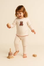Katia & Bony Kız Çocuk Teddy Desenli Pijama Takımı 8-9 Yaş, 22512K2002 - Seçenekler: 8-9 Yıl, 24-36 Ay
