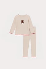 Katia & Bony Kız Çocuk Teddy Desenli Pijama Takımı 8-9 Yaş, 22512K2002 - Seçenekler: 8-9 Yıl, 24-36 Ay