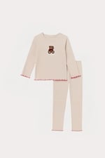 Katia & Bony Kız Çocuk Teddy Desenli Pijama Takımı 8-9 Yaş, 22512K2002 - Seçenekler: 8-9 Yıl, 24-36 Ay