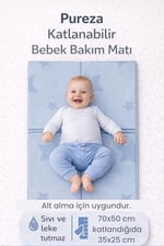 Katlanabilir Alt Değiştirme ve Bebek Bakım Matı 70×50 cm | Taşınabilir, Su Geçirmez, Hijyenik, Silinebilir (Yerli Üretim)