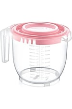 Kaymaz Ayaklı Ölçekli Kapaklı Mikser Kabı, 2200 ml, Pembe