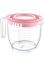 Kaymaz Ayaklı Ölçekli Kapaklı Mikser Kabı, 2200 ml, Pembe