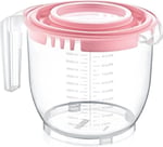 Kaymaz Ayaklı Ölçekli Kapaklı Mikser Kabı, 2200 ml, Pembe