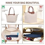 Keçe Çanta Düzenleyici, Longchamp Boy Çantalar için, Çok Cepli ve Büyük Kapasiteli, Kadınlar için Şık Organizer (Bej, Büyük Boy)