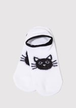 Kedi Baskılı Beyaz Babet Çorap 1911854-70094