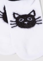 Kedi Baskılı Beyaz Babet Çorap 1911854-70094