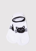 Kedi Baskılı Beyaz Babet Çorap 1911854-70094