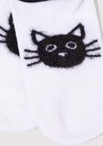Kedi Baskılı Beyaz Babet Çorap 1911854-70094