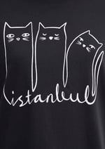 Kedi Baskılı Gri Tişört Boyfriend 1610674-70087