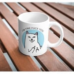 Kedi Baskılı İyiyim Ben Komik Kupa Bardak Hediyelik Çay Kahve Kupası Coffee Mug