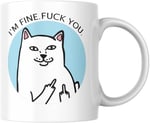 Kedi Baskılı İyiyim Ben Komik Kupa Bardak Hediyelik Çay Kahve Kupası Coffee Mug