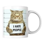 Kedili Kupa Bardak Komik Yazılı I Hate People Hediyelik Kahve Çay Kupası