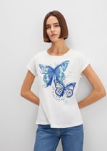 Kelebek Baskılı Beyaz Tişört Regular Fit/Normal Kesim 1612620-70057