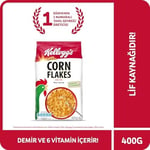 Kellogg's Corn Flakes Çıtır Altın Renginde Kahvaltılık Mısır Gevreği 400 Gr,Lif Kaynağı,Demir ve 6 Vitamin içerir,Folik Asit içerir