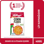 Kellogg's Corn Flakes Çıtır Altın Renginde Kahvaltılık Mısır Gevreği 400 Gr,Lif Kaynağı,Demir ve 6 Vitamin içerir,Folik Asit içerir