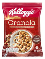 Kellogg's Granola Çikolata Parçacıklı ve Fındıklı 60 Gr x10 Adet,% 45 Yulaf içerir,Lif Kaynağı,%11 Belçika Çikolata Parçaları,Antioksidan içerir,Kahvaltılık Gevrek,Müsli,Atıştırmalık