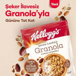 Kellogg's İlave Şekersiz Granola Hurmalı ve Bademli 250 G,%43 Yulaf içerir,Lif Kaynağı,%10 Hurma içerir