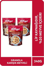 Kellogg's Karışık Meyveli Granola 340 Gr x3 Adet,%45 Yulaf içerir,Lif Kaynağı,%20 Kurutulmuş Meyve