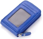 Kemer Dünyası Unisex 11 Bölmeli Siyah Fermuarlı Deri Kredi Kartlık Cüzdan (Blue)