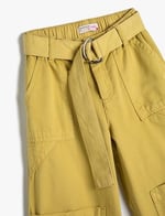 Kemerli Kot Pantolon Bol Paça Kargo Cepli Pamuklu