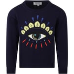 Kenzo Çocuk Lacivert Bisiklet Yaka Uzun Kollu Pamuklu Kazak