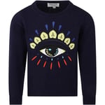 Kenzo Çocuk Lacivert Bisiklet Yaka Uzun Kollu Pamuklu Kazak