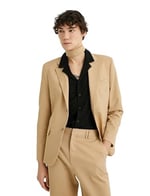 Keten Ceket Blazer Slim Fit Düğmeli Cep Detaylı