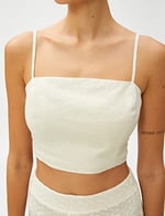 Keten Karışımlı Crop Bluz