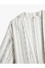 Keten Kimono 3/4 Geniş Kol Kalça Boy