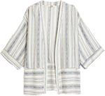 Keten Kimono 3/4 Geniş Kol Kalça Boy