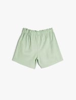 Keten Şort Beli Lastikli Cepli