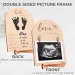KIBAGA Güzel Ahşap Ultrason Resim Çerçevesi - Şık Çift Taraflı İşaret Hamileliğinizi veya Bebeğinizin Doğumunu Duyurmak İçin Mükemmel - Sevimli Kreş Dekoru Sonogram Fotoğraf Çerçevesi ve İlk Kez Annel