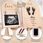 KIBAGA Güzel Ahşap Ultrason Resim Çerçevesi - Şık Çift Taraflı İşaret Hamileliğinizi veya Bebeğinizin Doğumunu Duyurmak İçin Mükemmel - Sevimli Kreş Dekoru Sonogram Fotoğraf Çerçevesi ve İlk Kez Annel