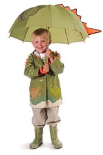 Kidorable Çocuklar için Yeşil Dinozor Şemsiyesi w/Eğlenceli Dino Kolu, Pop-Out Spikes, Big Smile, Yeşil, Tek Beden