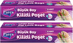 Kilitli Buzdolabı Poşet Büyük Boy 12'li 26 x 28 cm İkili Set