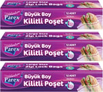 Kilitli Buzdolabı Poşet Büyük Boy 12'li 26 x 28 cm Üçlü Set