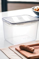Kilitli Geniş Saklama Kabı 10 Litre Contalı Hava Sızdırmaz Saklama Kabı Şeffaf 20 Cm Şeffaf